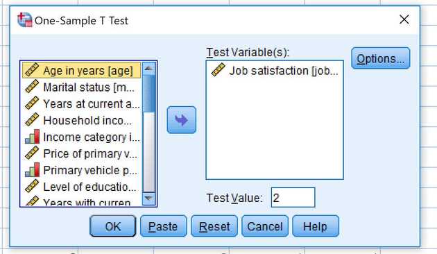 Selecting variable to test
